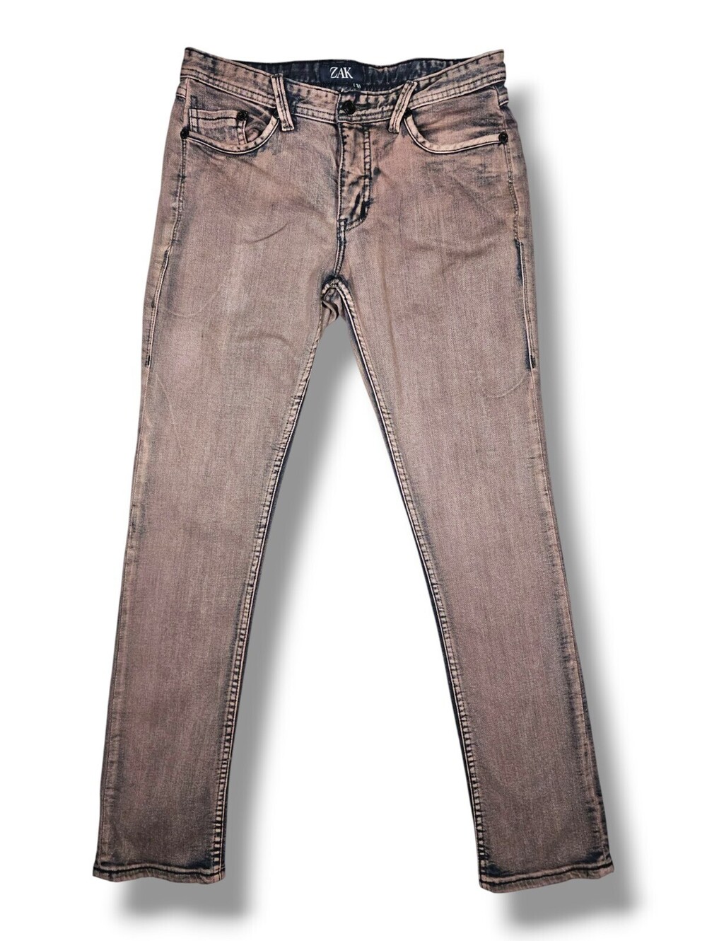 Mauve Pink Acid Wash Denim Jeans Slim Skinny Y2K Alt Grunge Punk Emo Scene 30x30